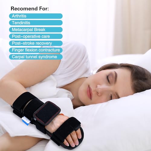 Stroke Resting Hand Splint & Wrist Brace Support Bundle - Prevent Flexion Contractures, Night Immobilizer Wrist Finger Brace with Finger Separator for Stroke Recovery, Arthritis, Tendinitis