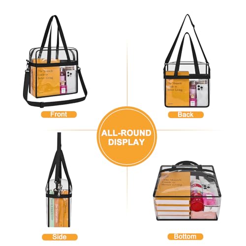 Clear Tote Bag for Stadium Events - Black 12x6x12 Gym Tote