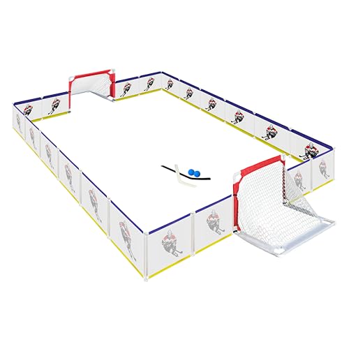 Indoor Mini Knee Hockey Set - Complete 9x8ft Rink with Goals & Sticks