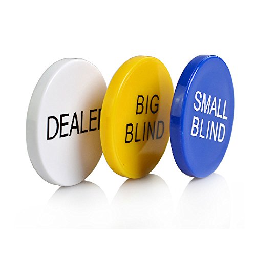 3-Piece Poker Dealer Button Set - Small Blind, Big Blind & Dealer