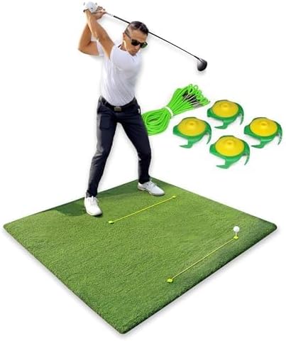 Tee Claw Golf Tee Holder - Indoor/Outdoor Golf Mat Tee with Alignment String for Agility Training
