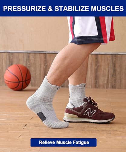Basketball Socks - 4 Pairs Thick Compression Athletic Socks