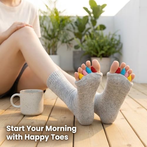 Foot Alignment Socks with Toe Separators for Yoga - Grey