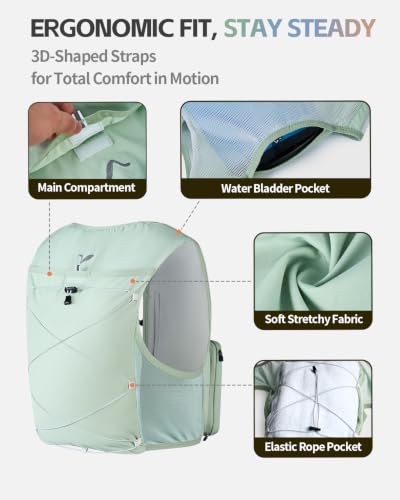 Visisite Green Hydration Running Vest Backpack with Phone Holder for Men Women