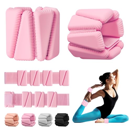 Pink Adjustable Wrist & Ankle Weights Set for Women - Weighted Bangles for Fitness & Exercise