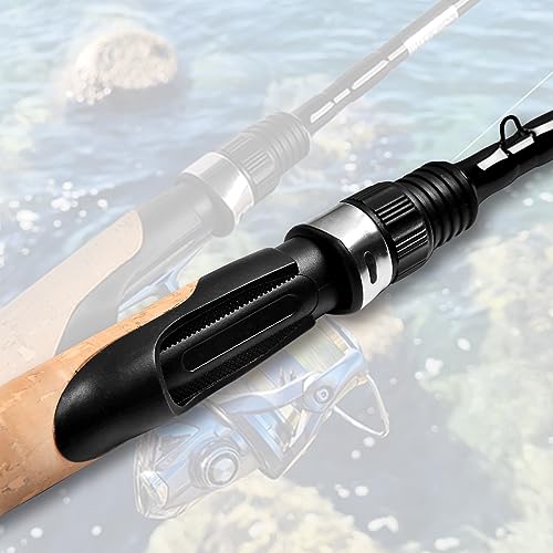 Fiblink 8' Medium Heavy Carbon Spinning Fishing Rod - Portable 4-Piece Travel Rod