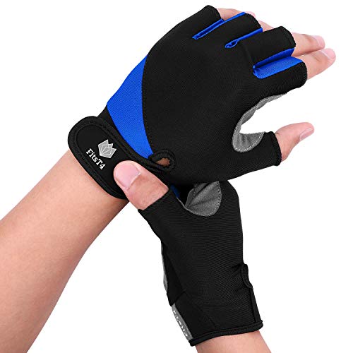 Half Finger Padded Palm Gloves for Water Sports - Blue, Medium