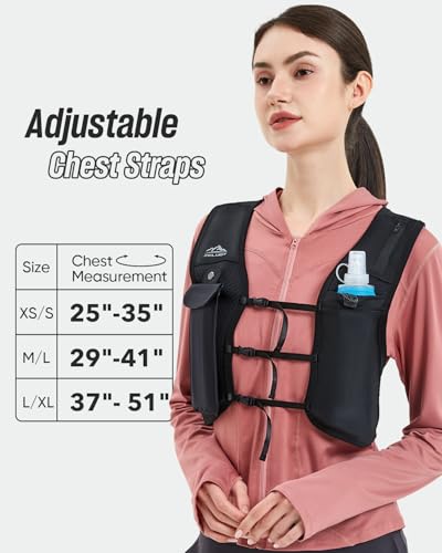 Lightweight Hydration Vest with Touchscreen Pocket - Black, M-L