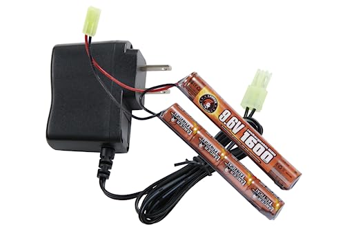 9.6V NiMH 1600mAh Rechargeable Battery Pack & Charger for Airsoft AEGs