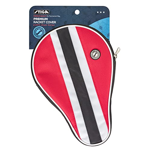 STIGA Red Ping Pong Paddle Cover - Heavy-Duty Vinyl Racket Case with Padding