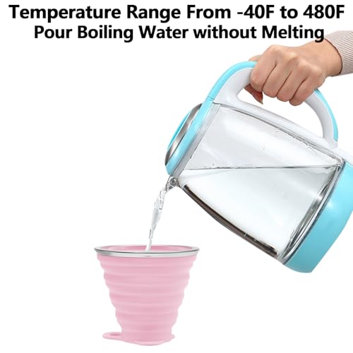 Collapsible Travel Cup 270ml - 2 Pack, Pink & Green Silicone