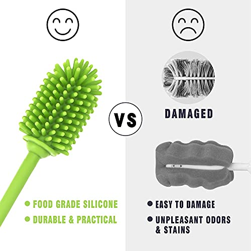 Silicone Bottle Brush Cleaner with Long Handle - Green
