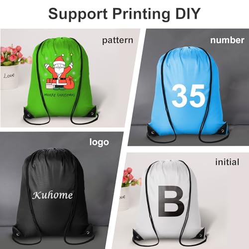 6 Pack Polyester Drawstring Backpacks - Lightweight Gym Cinch Bags - Multicolor