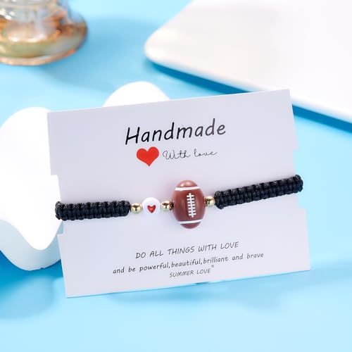 Dainty Adjustable Unisex Soccer Football Rugby Baseball Bracelet - B Rugby