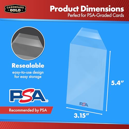 PSA Graded Card Sleeves - 50 Pack Resealable Acid-Free, 2 Mil OPP