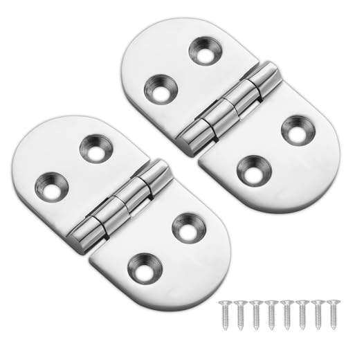 Heavy Duty Marine Boat Hatch Hinges 316 Stainless Steel 3x1.5-Inch Oval (2-Pack)
