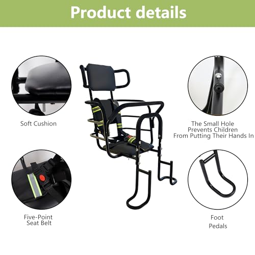 Kid's Bike Seat with Adjustable Headrest - Black