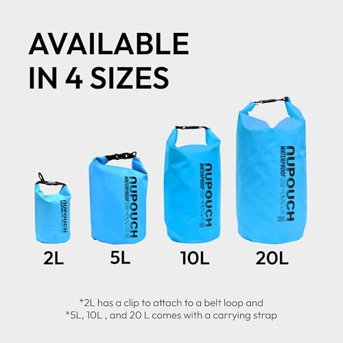 Nupouch Waterproof Dry Bag 5L Pink - Lightweight Travel Kayak & Beach Storage