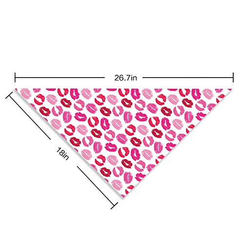Valentine's Day Pet Bandana Set - Heart & Kiss Print - Large