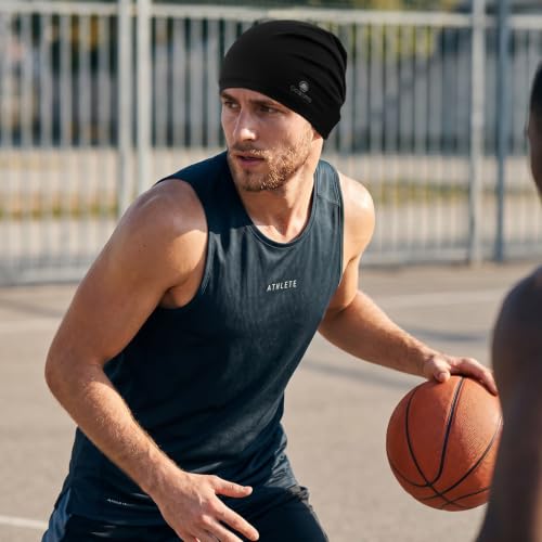 Cooling Skull Cap for Men - Sweat Wicking Helmet Liner - Black
