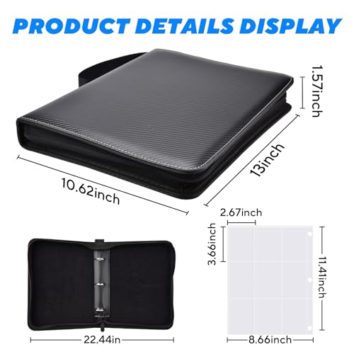 Portable Trading Card Binder - Holds 1080 Cards with 60 Sleeves