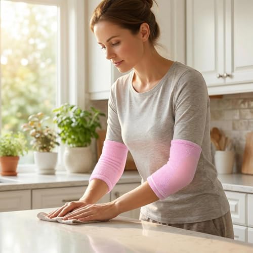 Pink Gel Elbow Sleeves - Breathable Cotton Support Guards