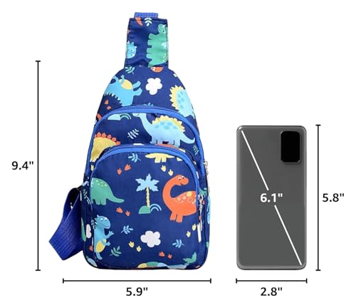 Kids Crossbody Sling Bag - Small Nylon Cartoon Purse, Blue