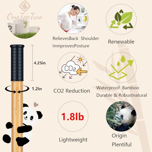 5ft Yoga Stick - Natural Bamboo with Non-Slip Black Ends