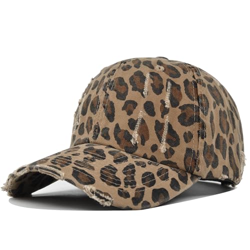 Distressed Leopard Print Baseball Cap - Medium