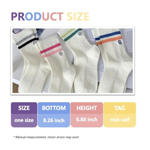 Solid Color Two Stripe Crew Socks - Pink Smiling Face