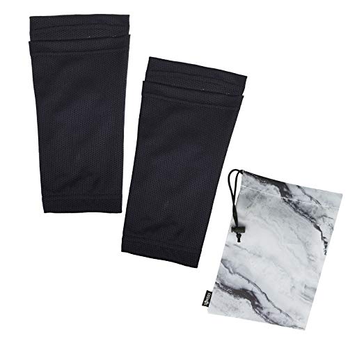 Youth Soccer Shin Guard Sleeves - Black Protective Leg Sleeves with Pouch