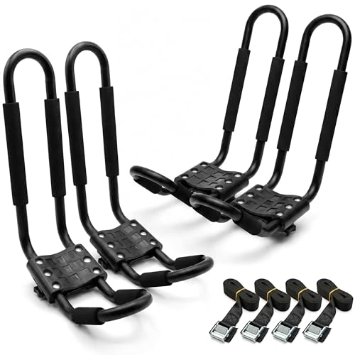 Heavy-Duty J-Bar Kayak Roof Rack Carrier - 2 Pairs Set