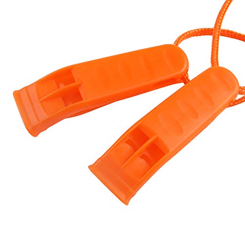Safety Whistles Set - 10 Pcs Plastic Whistles with Lanyard - Orange