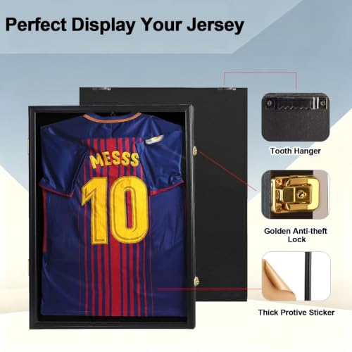 GoldLock Jersey Frame Display Case - T-Shirt Shadow Box with UV Protection - 1 Pack