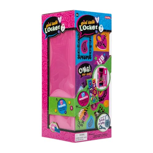 Schylling Girls Talk Pink Mini Locker - 11.25" Decorative Metal Storage Locker with 17 Mix-and-Match Magnets, Lock, and Keys - Ages 4-12