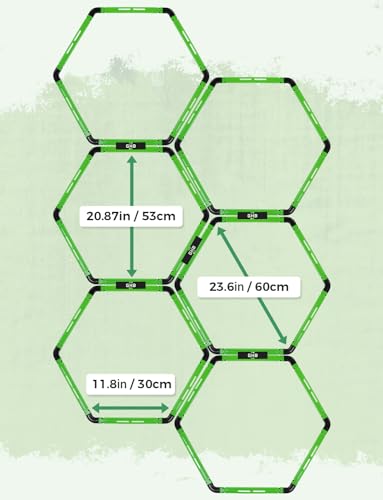 Hexagon Agility Rings Set - 6 Portable Training Rings with Bag