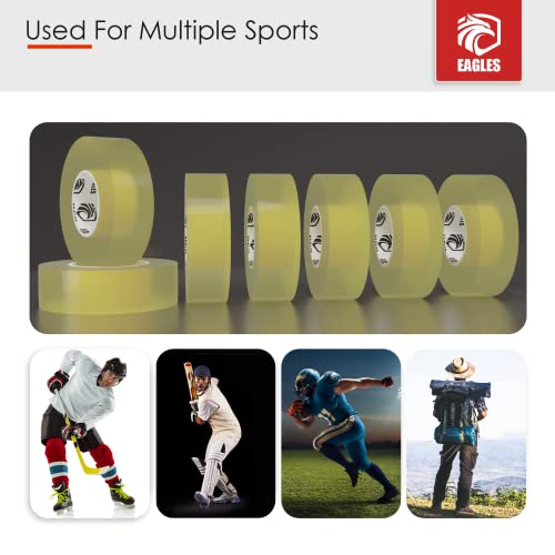 EAGLES Clear Hockey Tape Bulk Pack - 6 Rolls, 1 Inch Wide, Water & Snow Proof