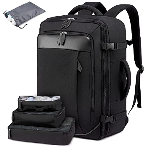 LOVEVOOK Black Expandable 45L Travel Backpack with Packing Cubes - Airline Approved Weekender Bag