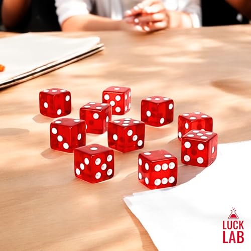 10 Pack 19mm D6 Dice Set - Translucent Red for Table Games