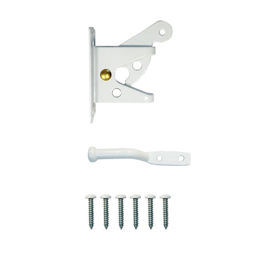 Advantage Industries Steel Gravity Latch | for Wood Fences | Zinc-Plated Steel with Powder-Coated Paint | Pad-Lockable & Reversible | White (AD2014W)