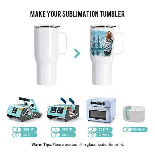 PYD Life 25 OZ Sublimation Travel Tumbler, 4 Pack with Handle, White Stainless Steel