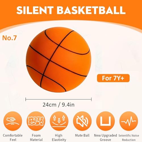 Silent Foam Basketball Size 7 Indoor Dribbling Ball for Quiet Training