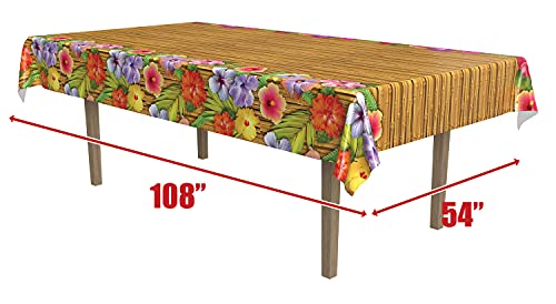 Tropical Luau Table Cover - 54" x 108" Plastic Tablecloth