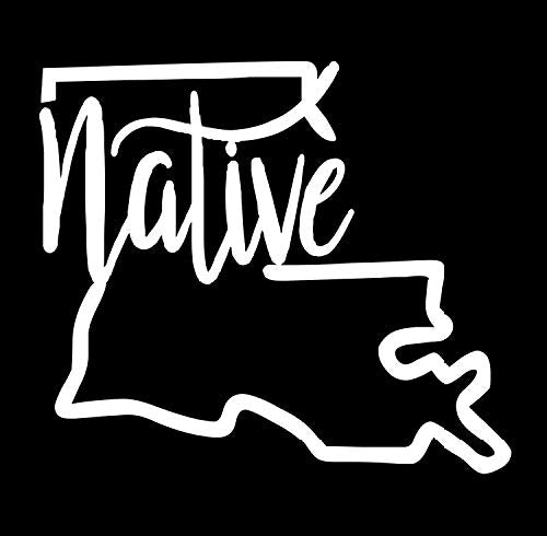 Louisiana Native Vinyl Decal - White, 4.5 x 3.9 Inch