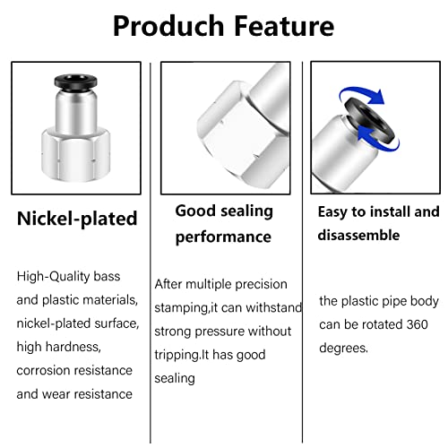 1/8 Npt Female Push To Connect Fittings,CEKER 1/4 Inch Od Tube to 1/8 inch npt female thread Air Line Quick Connect fittings Air Hose Fittings for Air Ride Air Horn Air Compressor 2Packs