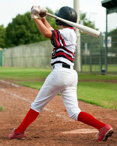 High Football Socks - Medium Size, Red and White