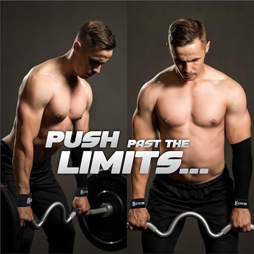 ACTIVE CORE ESSENTIALS Black Neoprene Padded Weightlifting Wrist Straps - 22.5 Inch Cotton Support for Men & Women