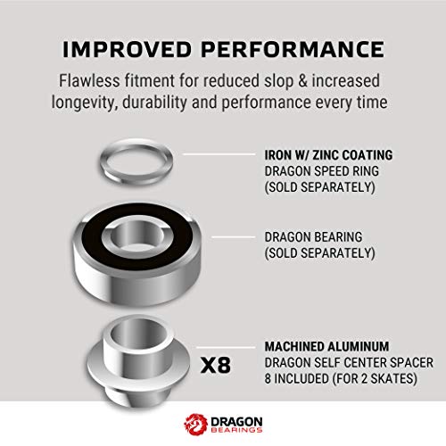 8mm Aluminum Inline Skate Bearing Spacers - 8 Pack Set