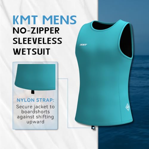 KMT Men's 2mm Sleeveless Wetsuit Vest Blue Large - Waterproof & Stretchy