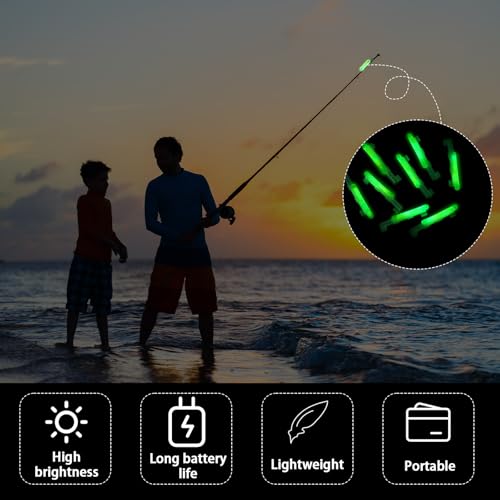 Soulchen 350 Pcs Green Fishing Pole Glow Sticks with Clips for Night Fishing